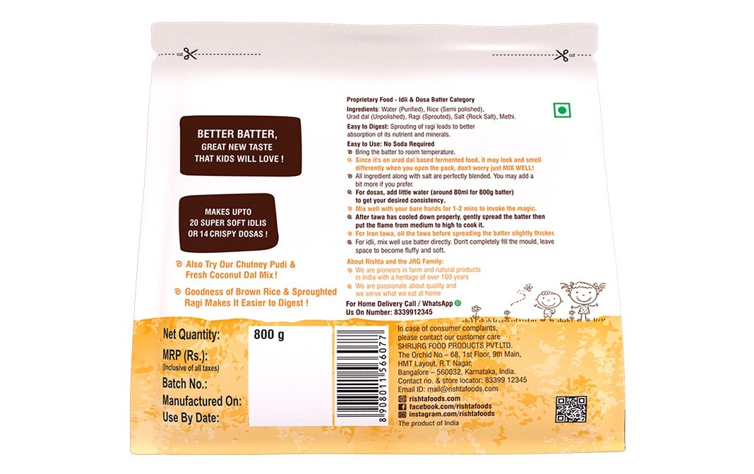 Rishta Multigrain Specialty Idli Dosa Batter   Pack  800 grams